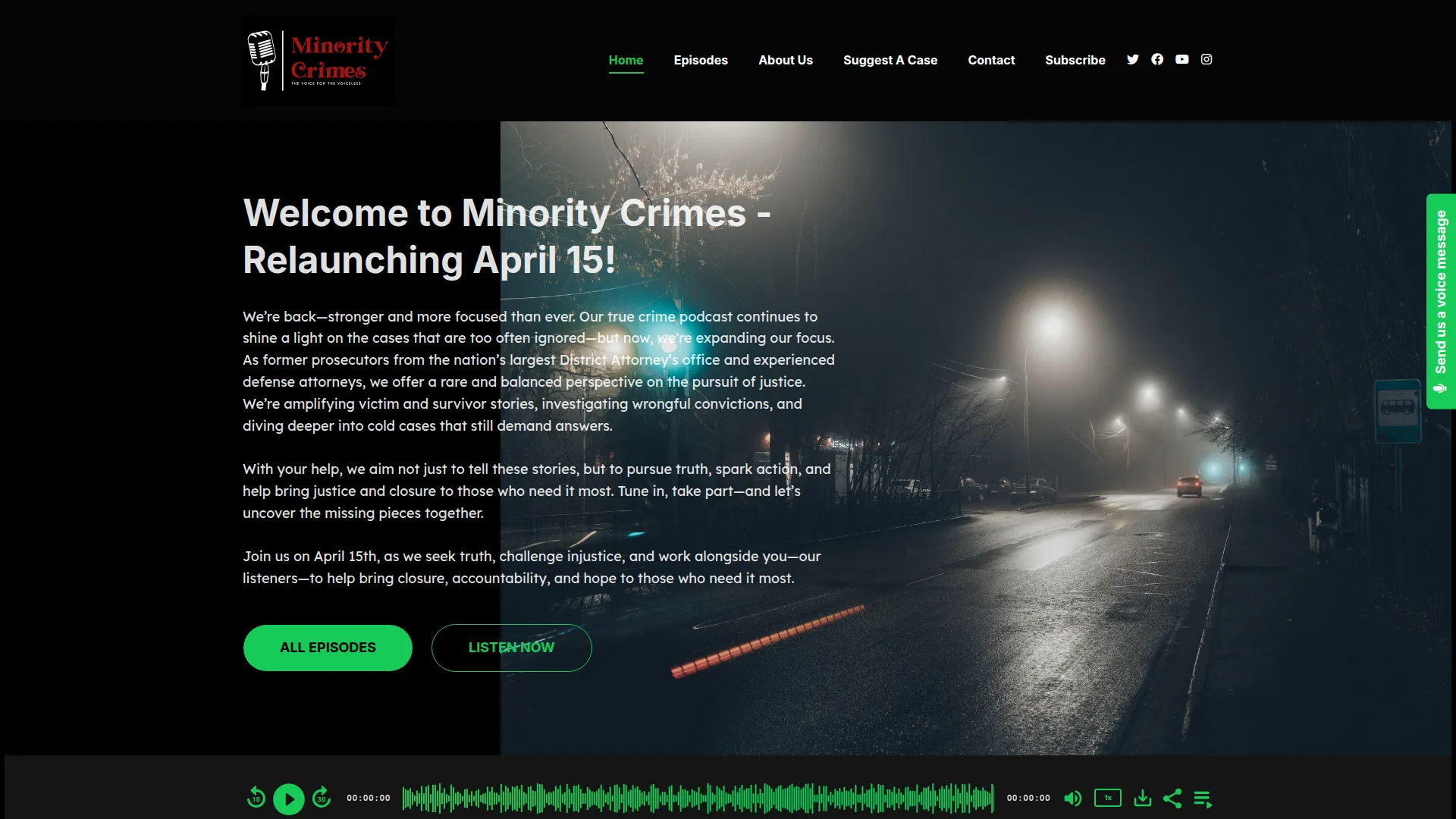 Minority Crimes Podcast website screenshot