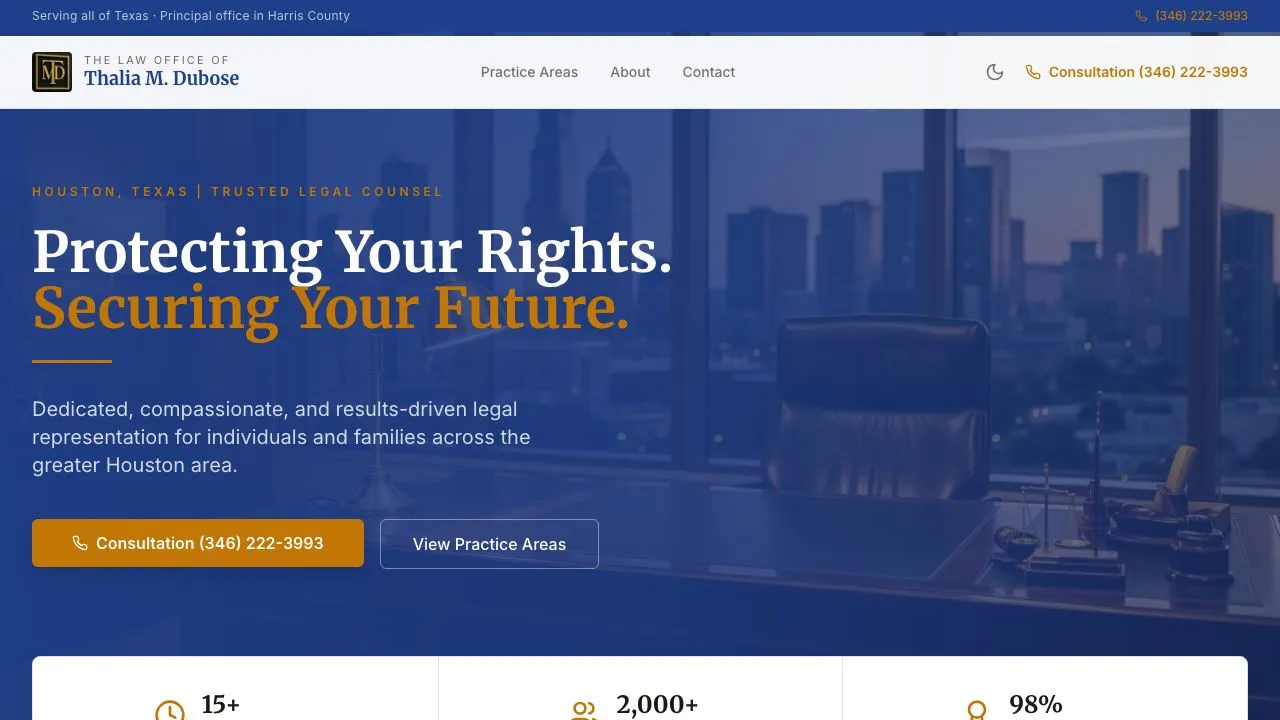 The Law Office of Thalia M. Dubose website screenshot